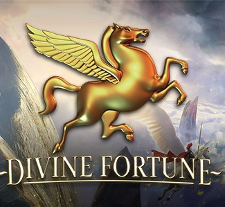 logon för Divine Fortune visar en gyllene häst med vingar som stegrar