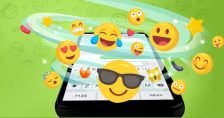 Flera emojis över en mobiltelefon