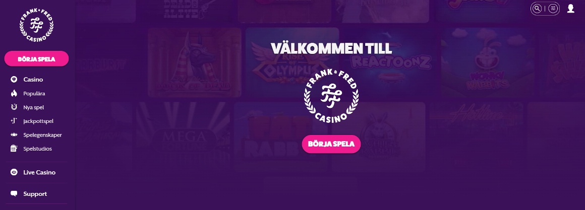 FrankFred casino hemsida i Sverige