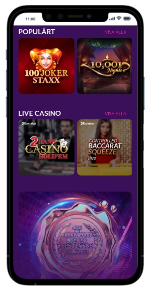 Frankfred casino på mobilen