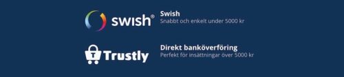 Swish och Trustly logo på casino