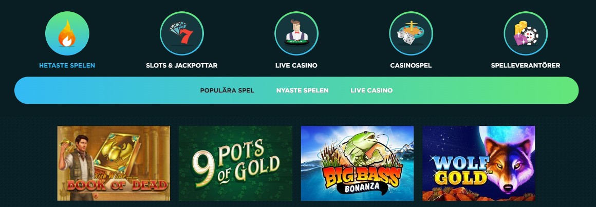 Populära casinospel hos Spela Casino online
