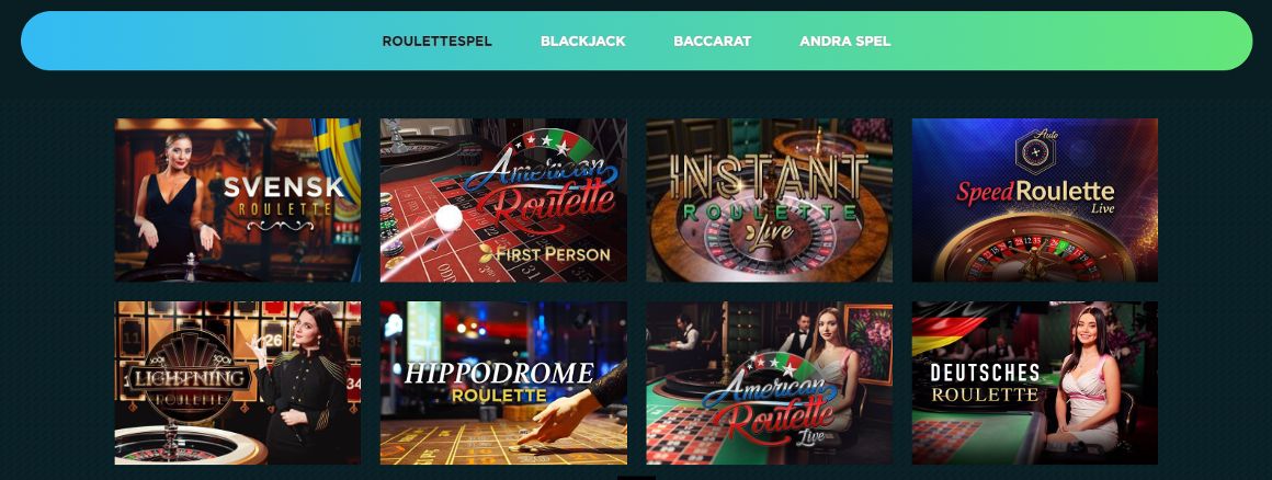 Spela.com Live casino med roulette, baccarat och blackjack