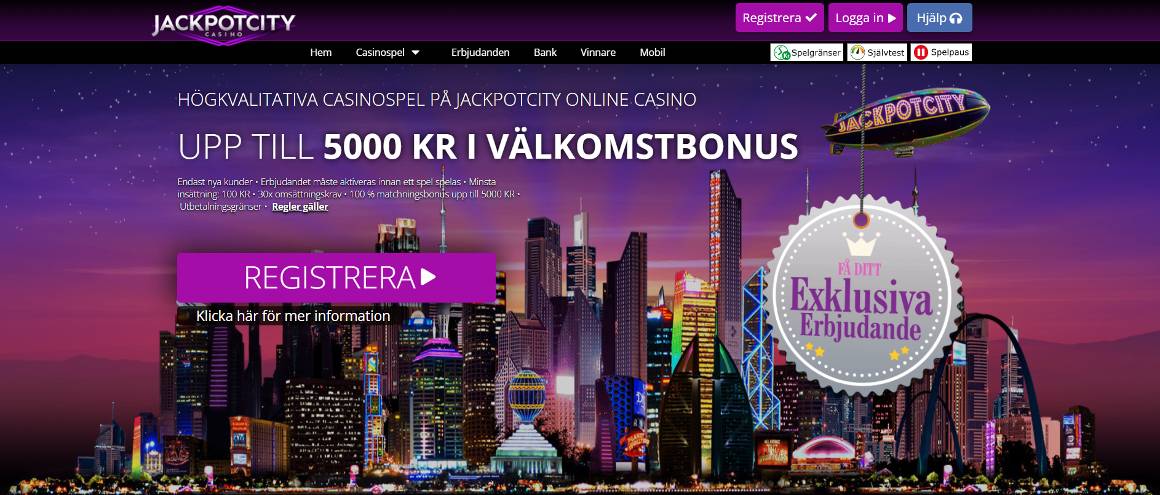 Jackpotcity casino bonus och login i Sverige