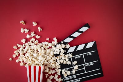 film logo och popcorn