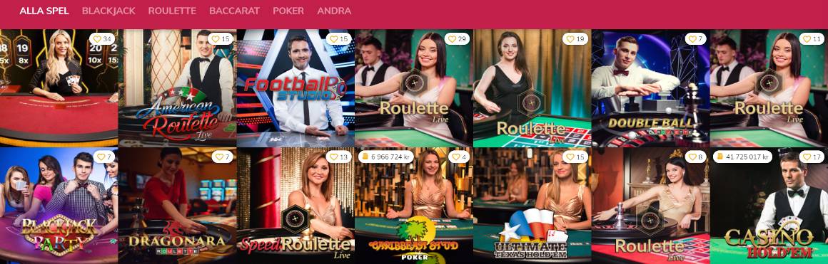 Live casinospel hos Vinnarum.com