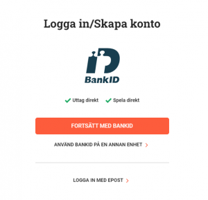 LeoVegas login med BankID
