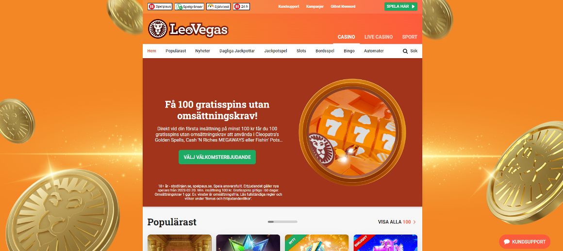 LeoVegas hemsida och bonus för 2023
