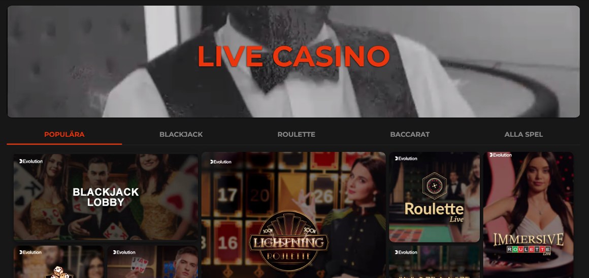 Klirr live casinospel för svenska spelare