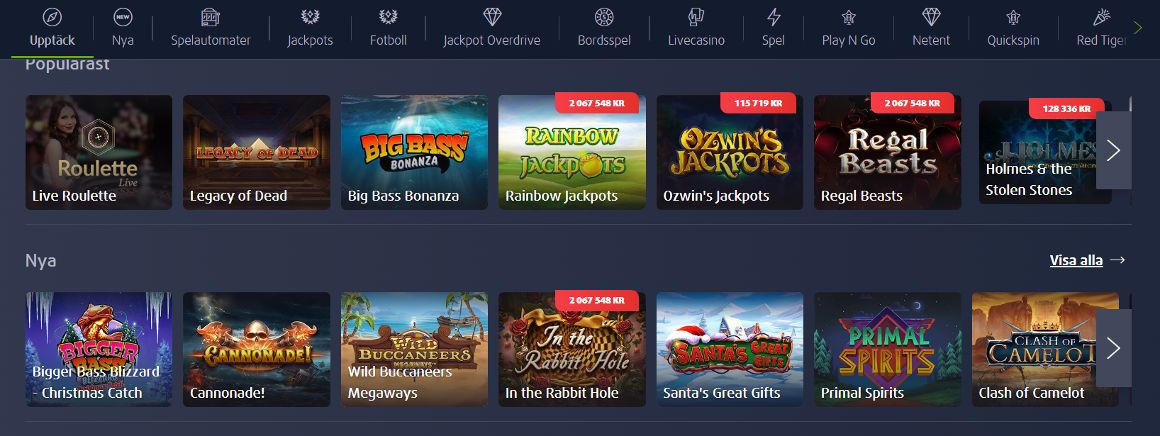 Casinospel på Lottoland hemsida