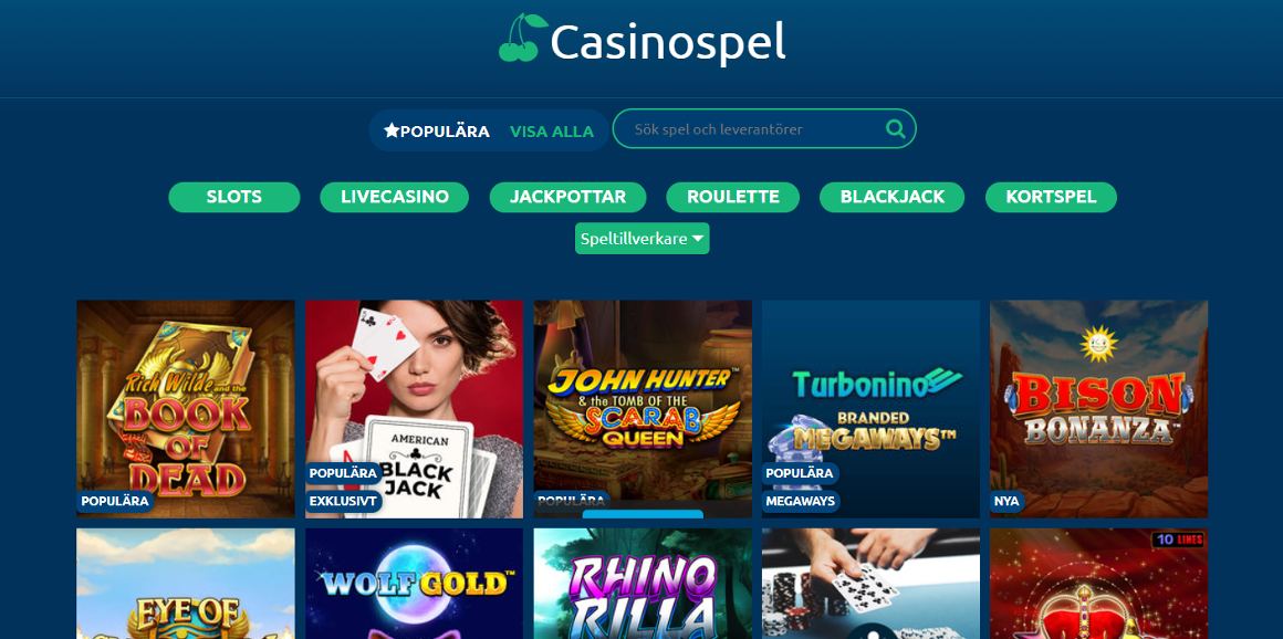 Casinospel och kategorier hos Turbonino casino