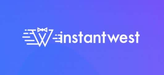 Instantwest logo on blue background