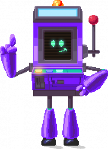 Pixelbet casino maskot - en lila robot
