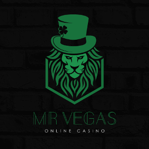 Mr Vegas gamla logo med ett lejon som bär en hög hatt
