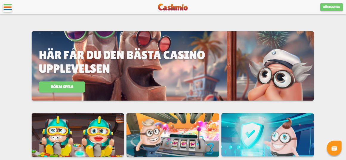 Förstasidan för Cashmio casino