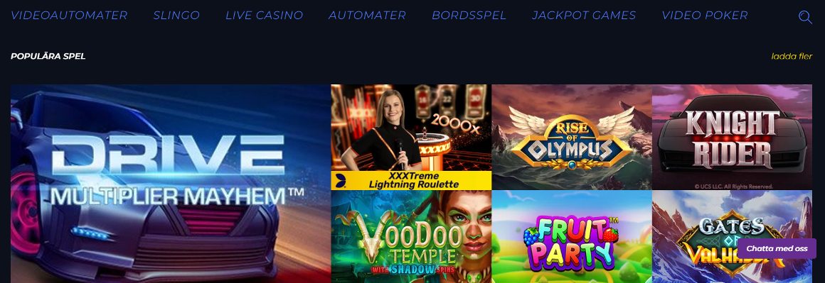 Populära spel hos Race Casino