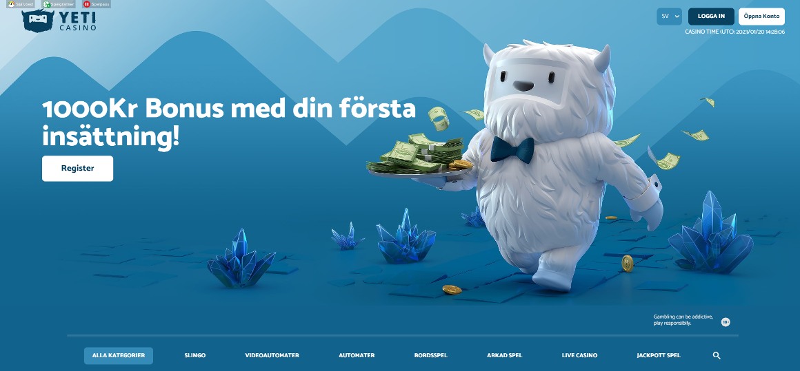 Yeti Casino hemsida i Sverige