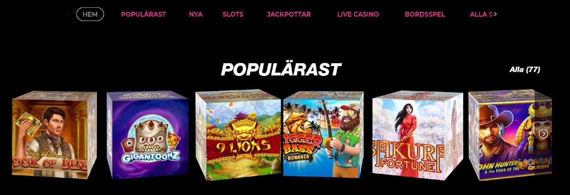 Populära spel hos Spinlovers casino