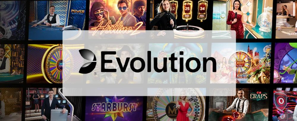 Evolution Gaming logo och populära casinospel
