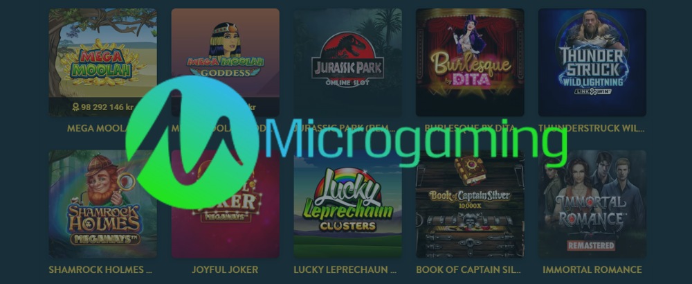 Microgaming logo framför Microgaming slot