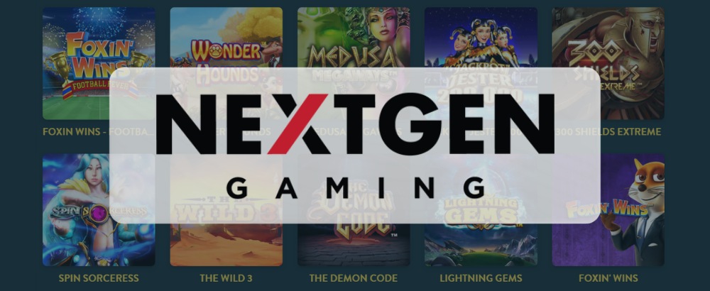 Nextgen Gaming logo framför olika Nextgen Gaming slots