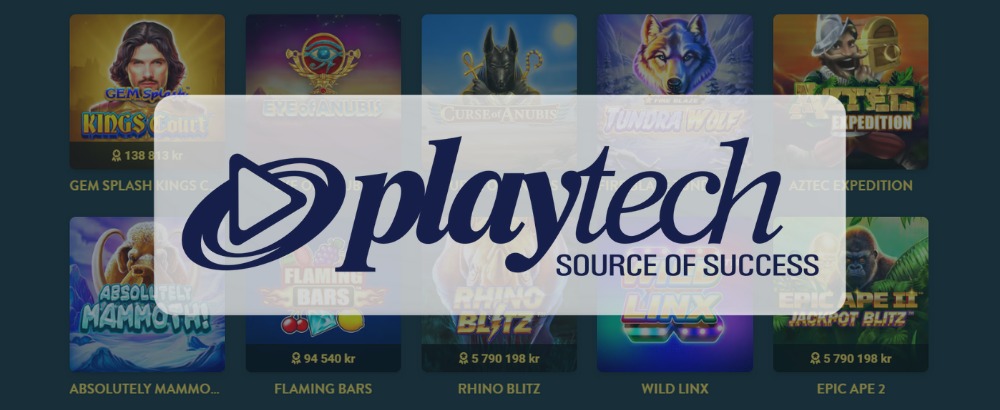 Playtech logo framför Playtech slots