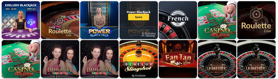 Tillgängliga live casinospel hos Slotstars online casino