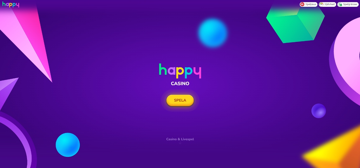 Happy Casino startsida i Sverige