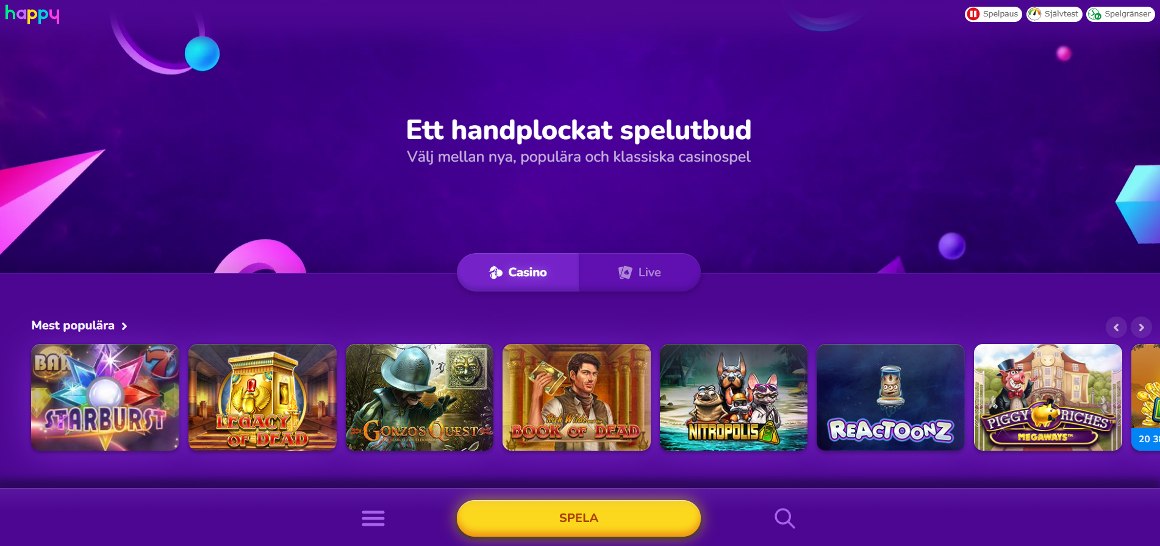 Spelutbud hos Happy Casino Sverige