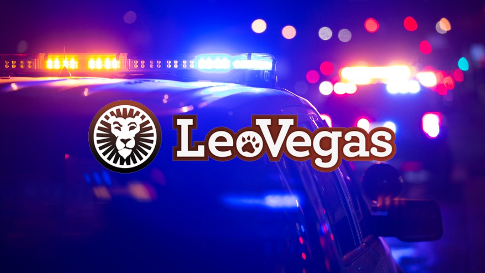 LeoVegas logo framför polisbilar