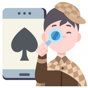 Detektiv undersöker casino på mobil