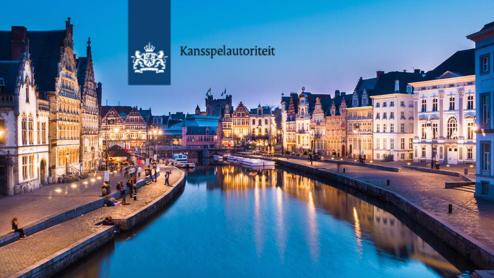 Logo för Kansspelautoriteit över flod i Amsterdam, Nederländerna