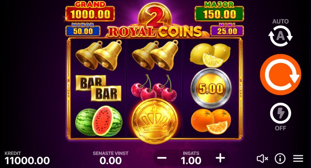 Basspel och symboler på Royal Coins 2 Hold and Win