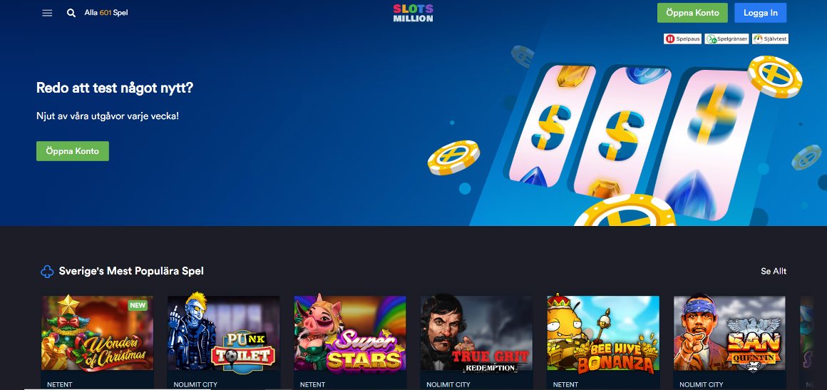 Slotsmillion casino hemsida i Sverige