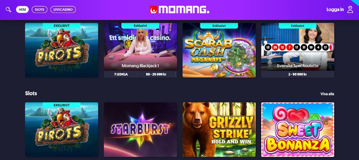 Online slots på Momang Casino