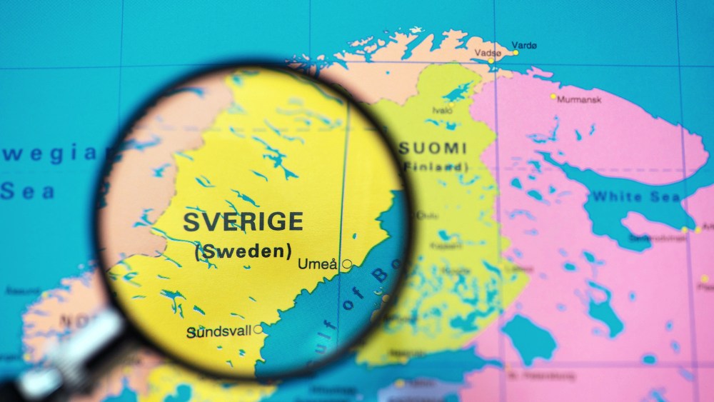 Förstorelseglas över Sverige karta