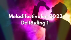 Melodifestivalen 2023 deltävling 1 text framför en sjungande man