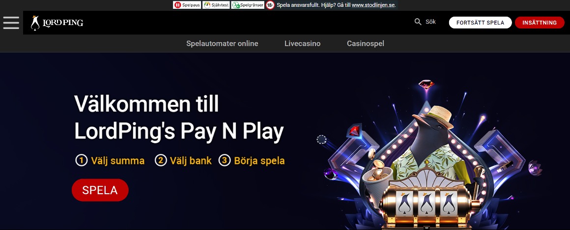 LordPing casino startsida i Sverige