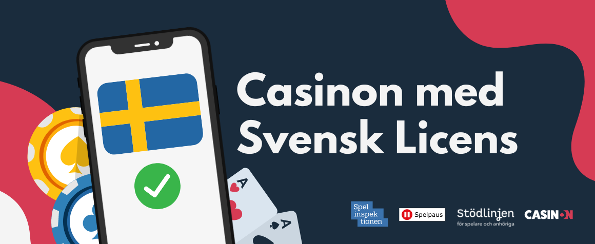 Casino med svensk licens med logos för säkert spelande