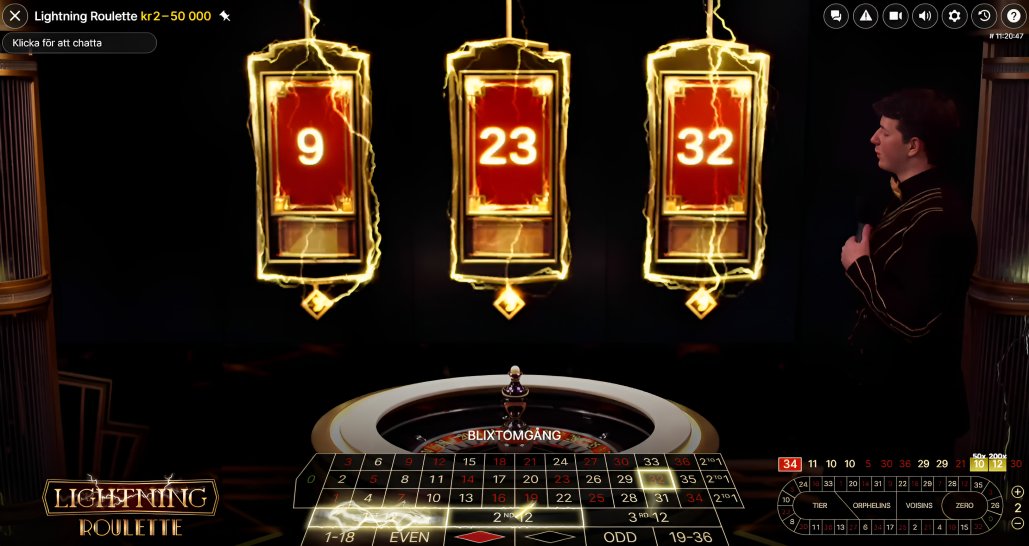 Lightning roulette på svenskt live casino