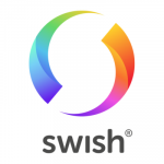 Swish logo med mörk text