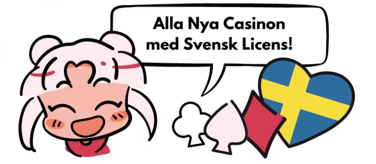 Tecknad figur som uttrycker Alla Nya Casinon med Svensk Licens