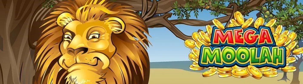 Mega Moolah omslagsbild med ett lejon