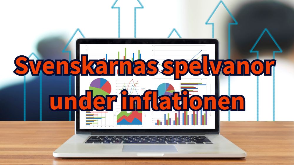 Dator som står på ett bord bakom texten "svenskarnas spel vanor under inflationen"