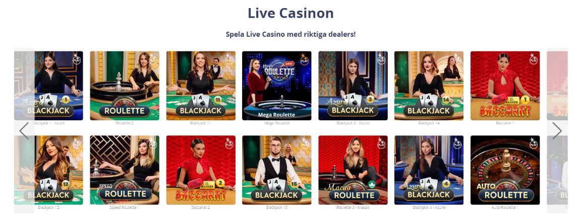 Live casinospel hos Chanz casino