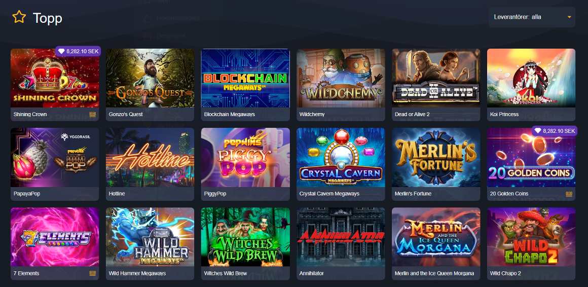 Populära casinospel på Frank Casino