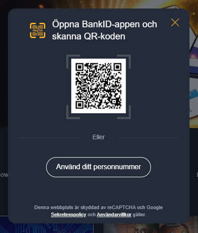 Frank Casino login med QR-kod