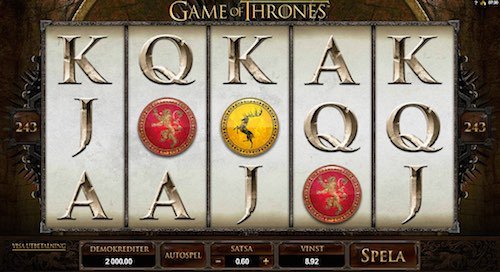 Game of Thrones videoslot Casinon