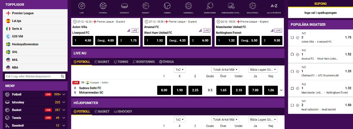 Lucky Casino bettingsida och aktuella odds
