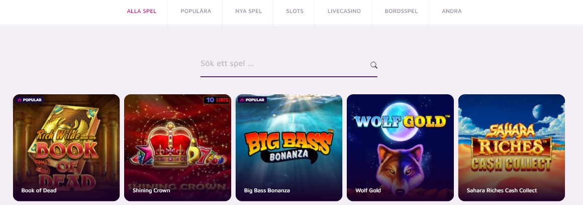 Lucky Vegas Sverige spelutbud